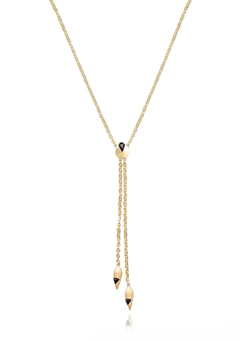 Gold Plated Black Y Necklace