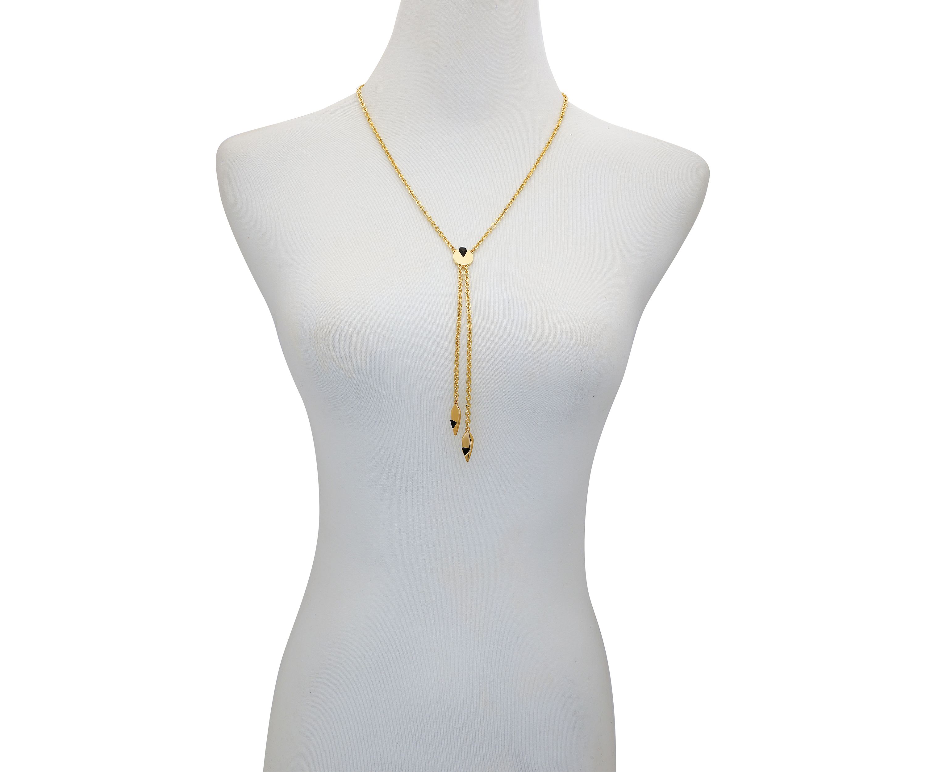 Gold Plated Black Y Necklace
