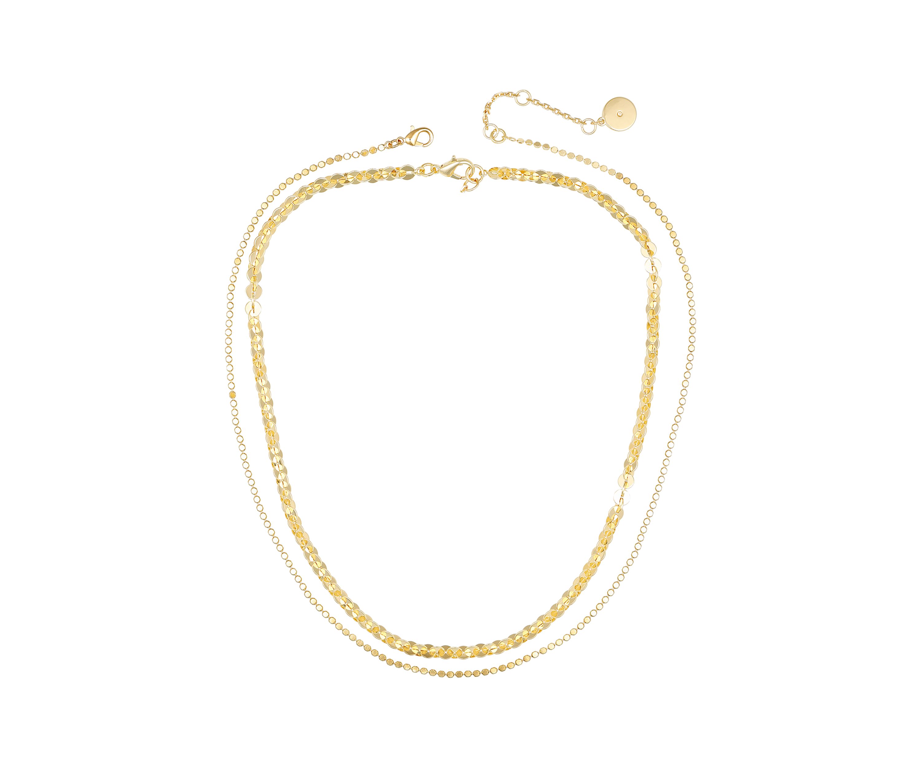 Gold Plated Two Row Chain Necklace Set