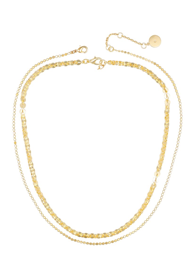Gold Plated Two Row Chain Necklace Set