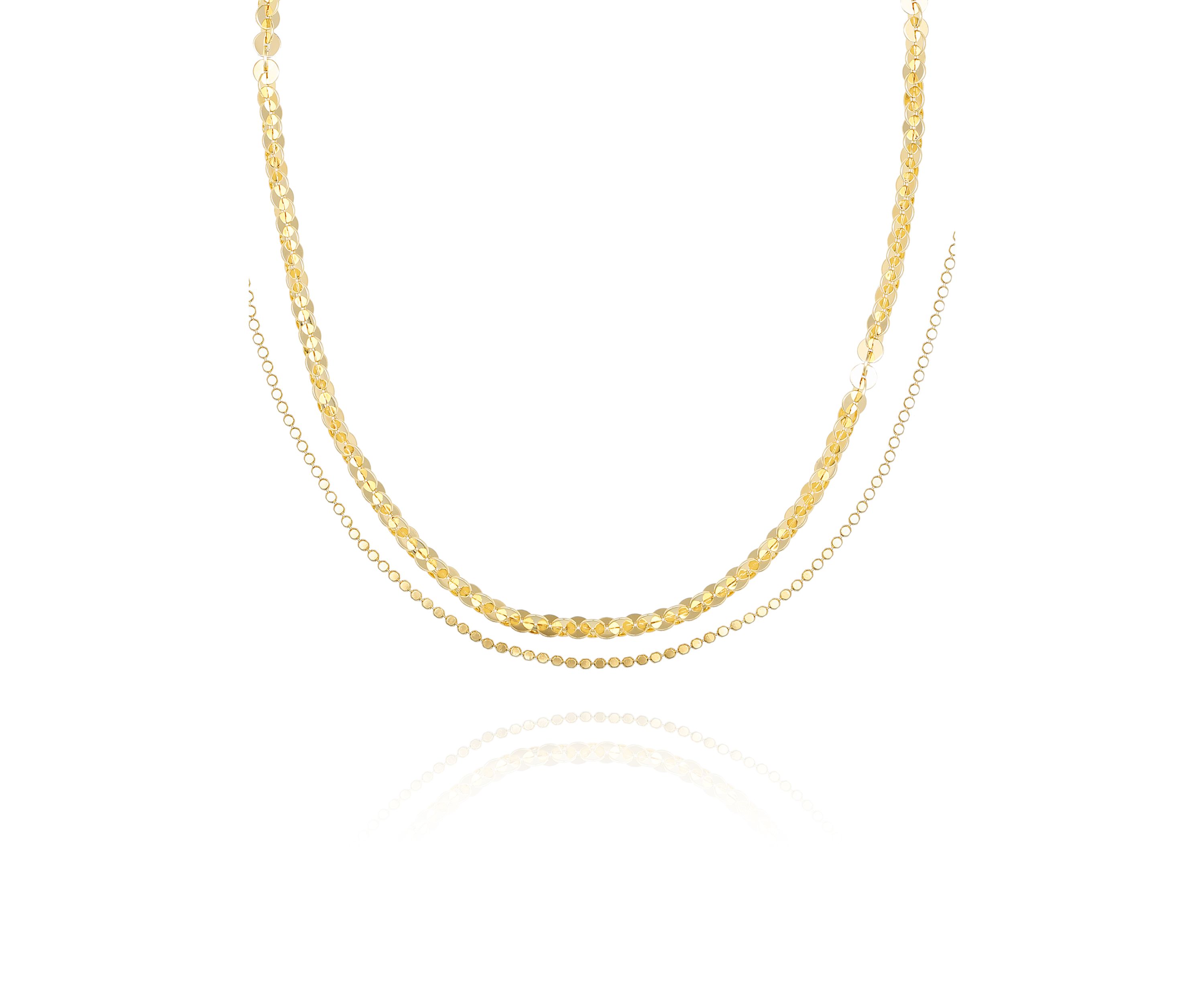 Gold Plated Two Row Chain Necklace Set
