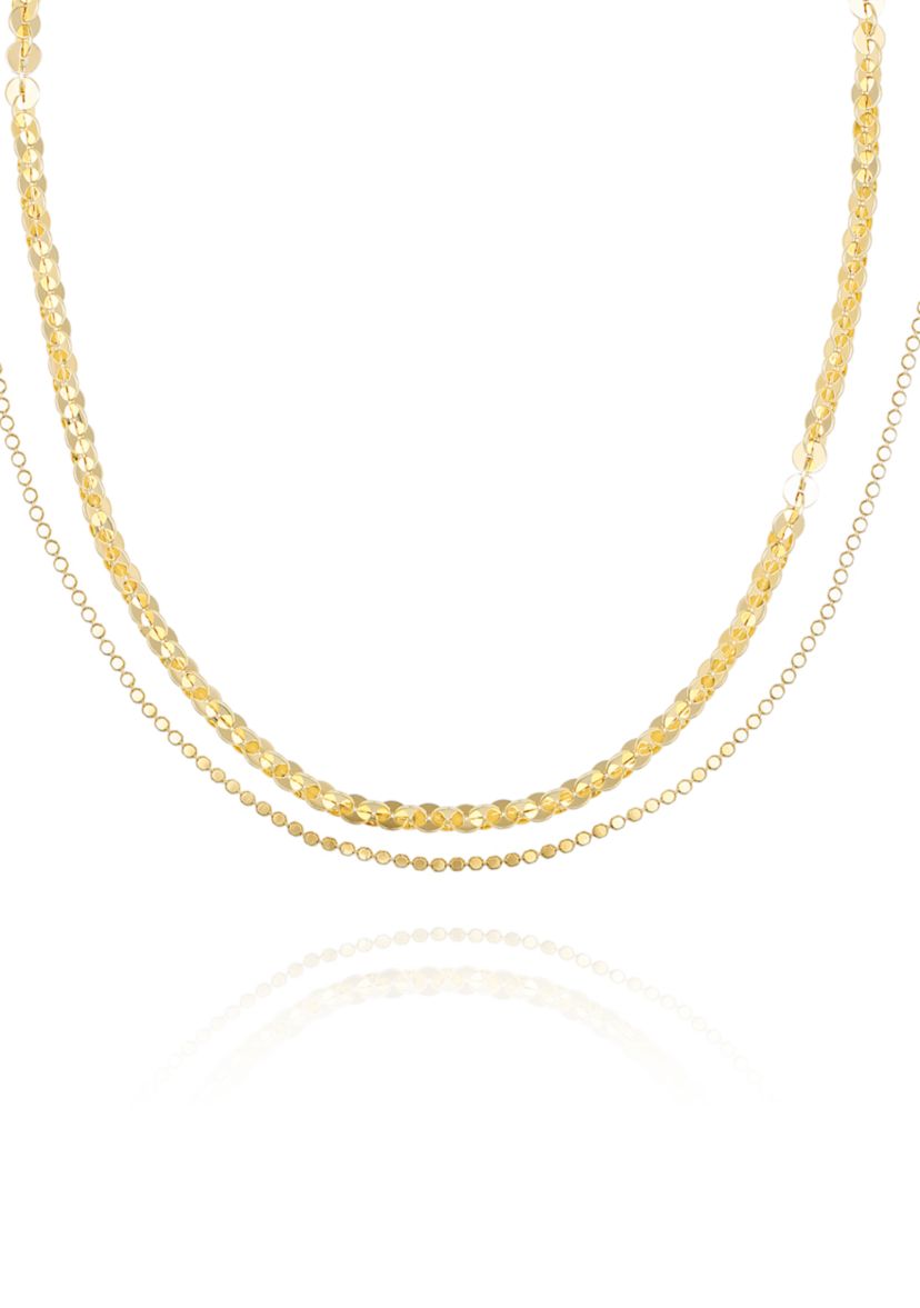 Gold Plated Two Row Chain Necklace Set