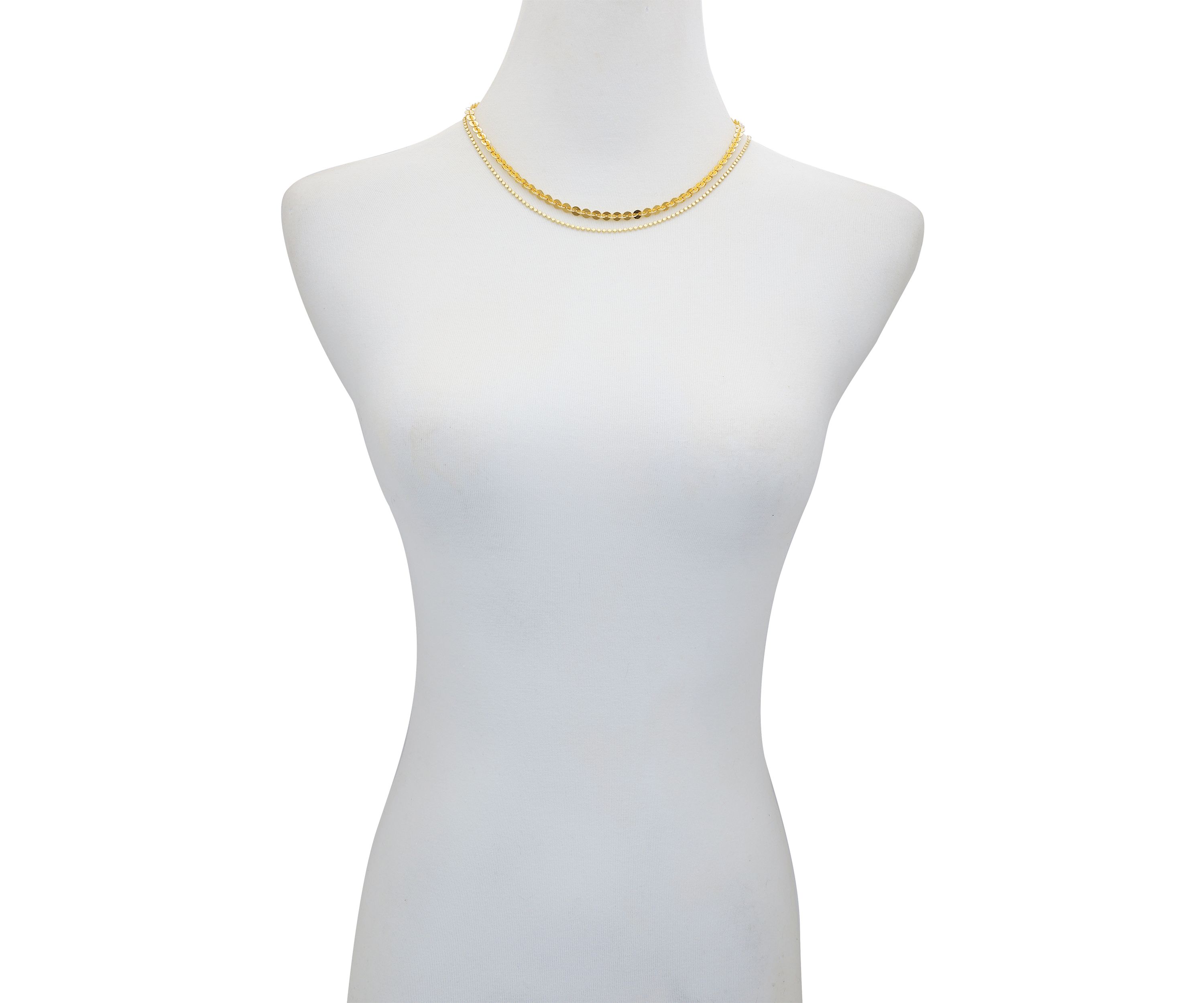 Gold Plated Two Row Chain Necklace Set