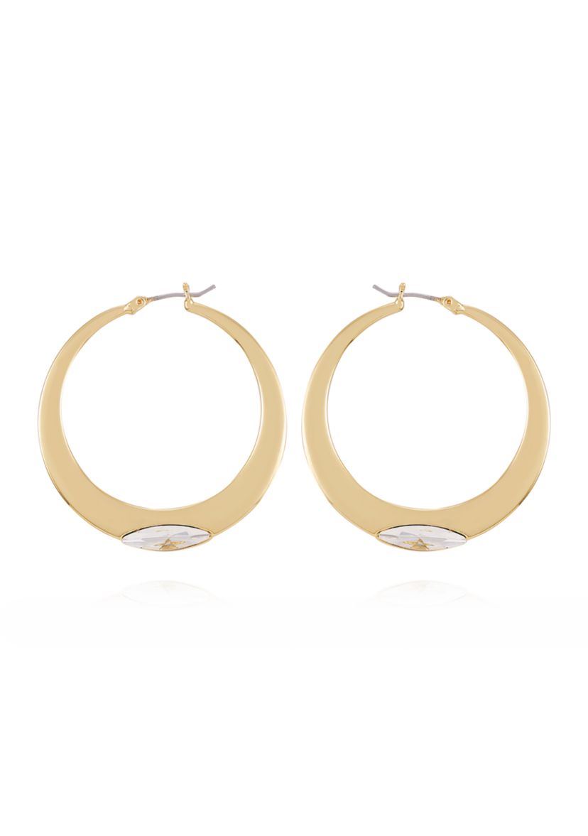 Gold Plated Crystal Hoop Earrings