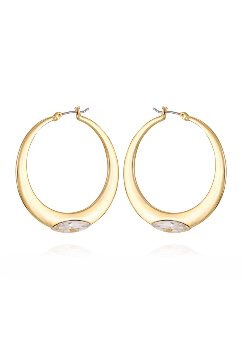 Gold Plated Crystal Hoop Earrings