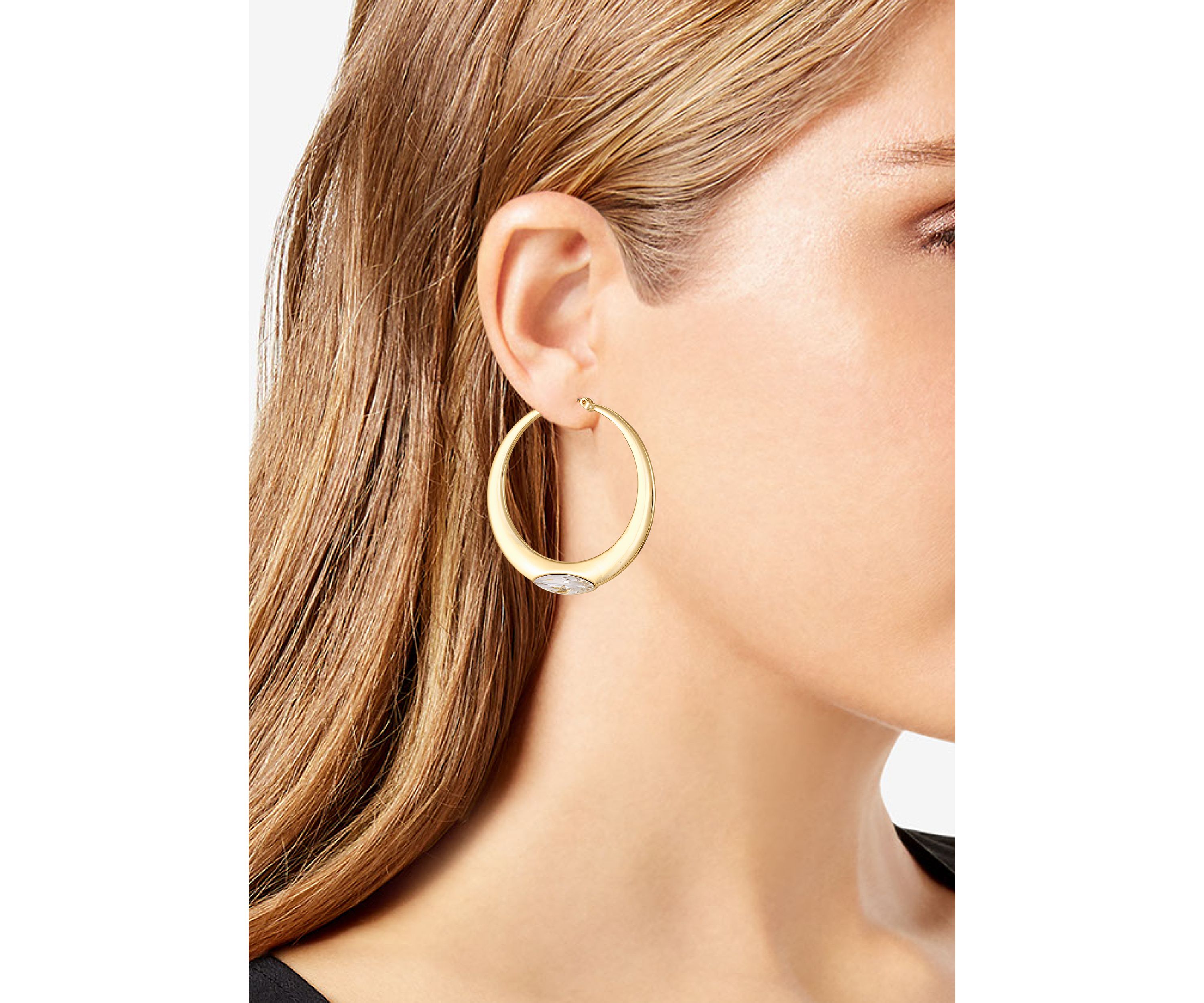 Gold Plated Crystal Hoop Earrings