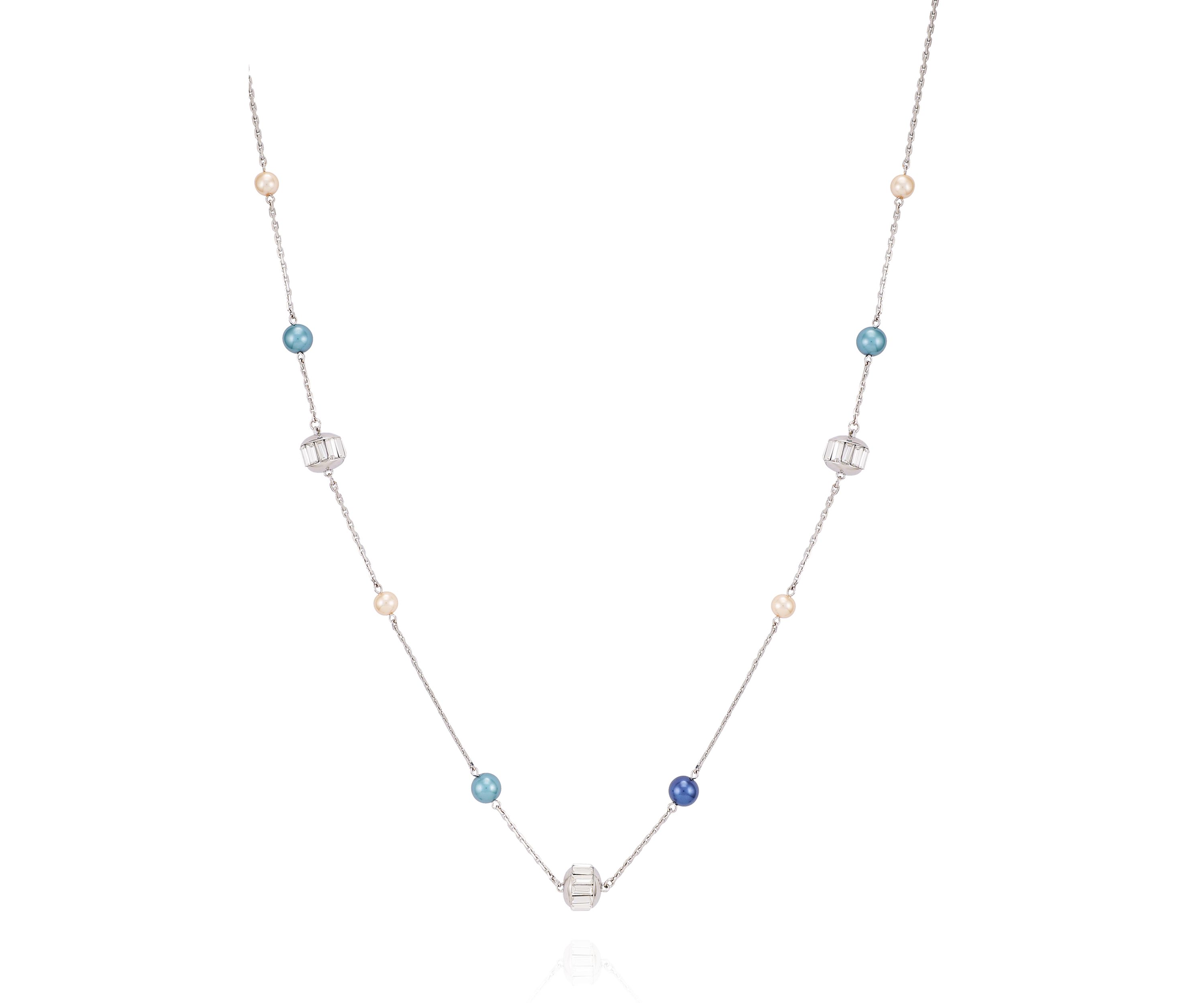 Multicolor Pearl Bead Long Necklace