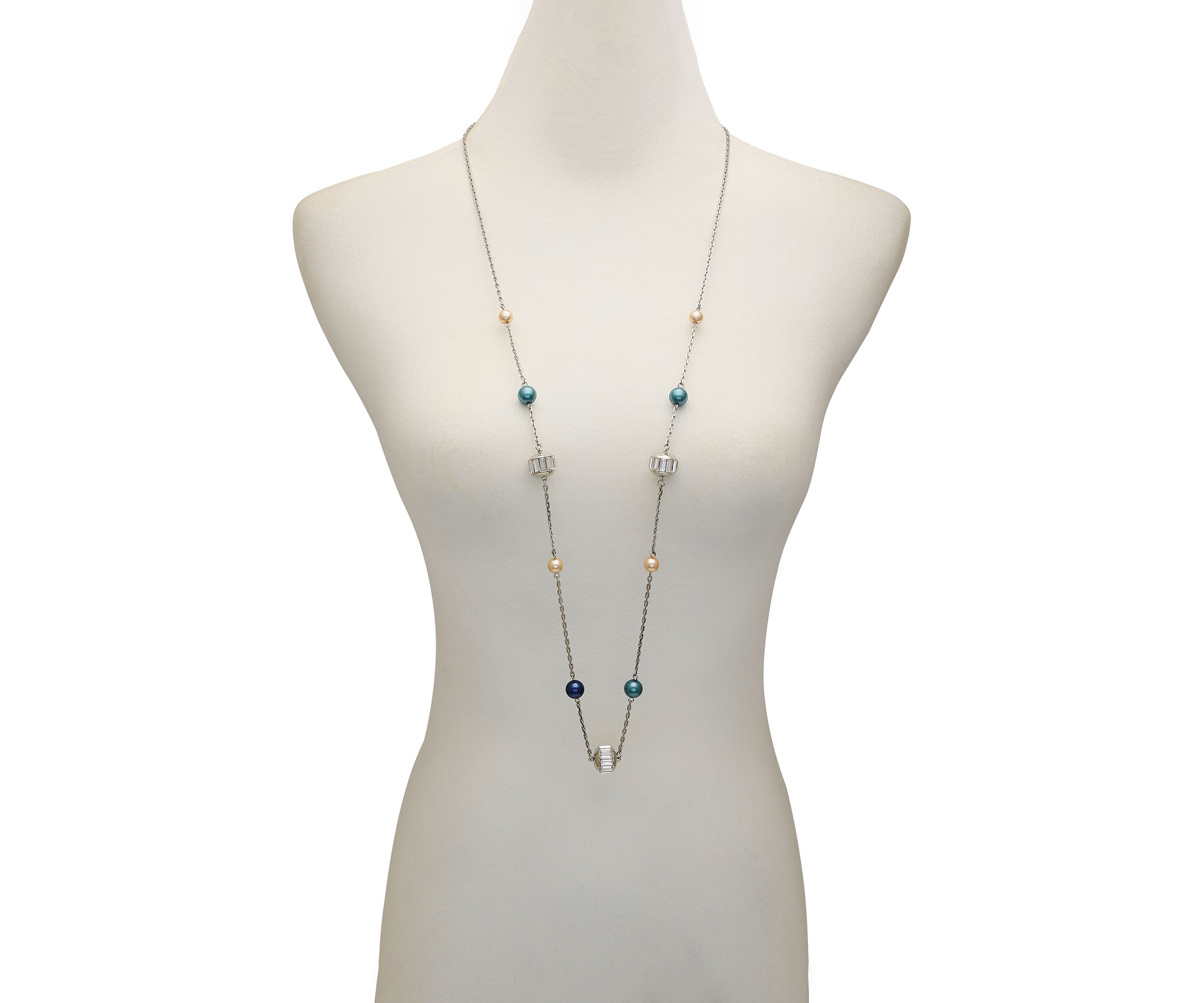 Multicolor Pearl Bead Long Necklace