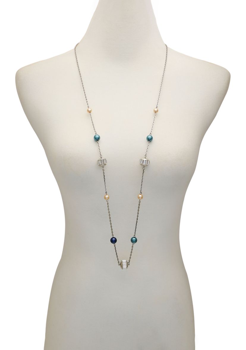 Multicolor Pearl Bead Long Necklace