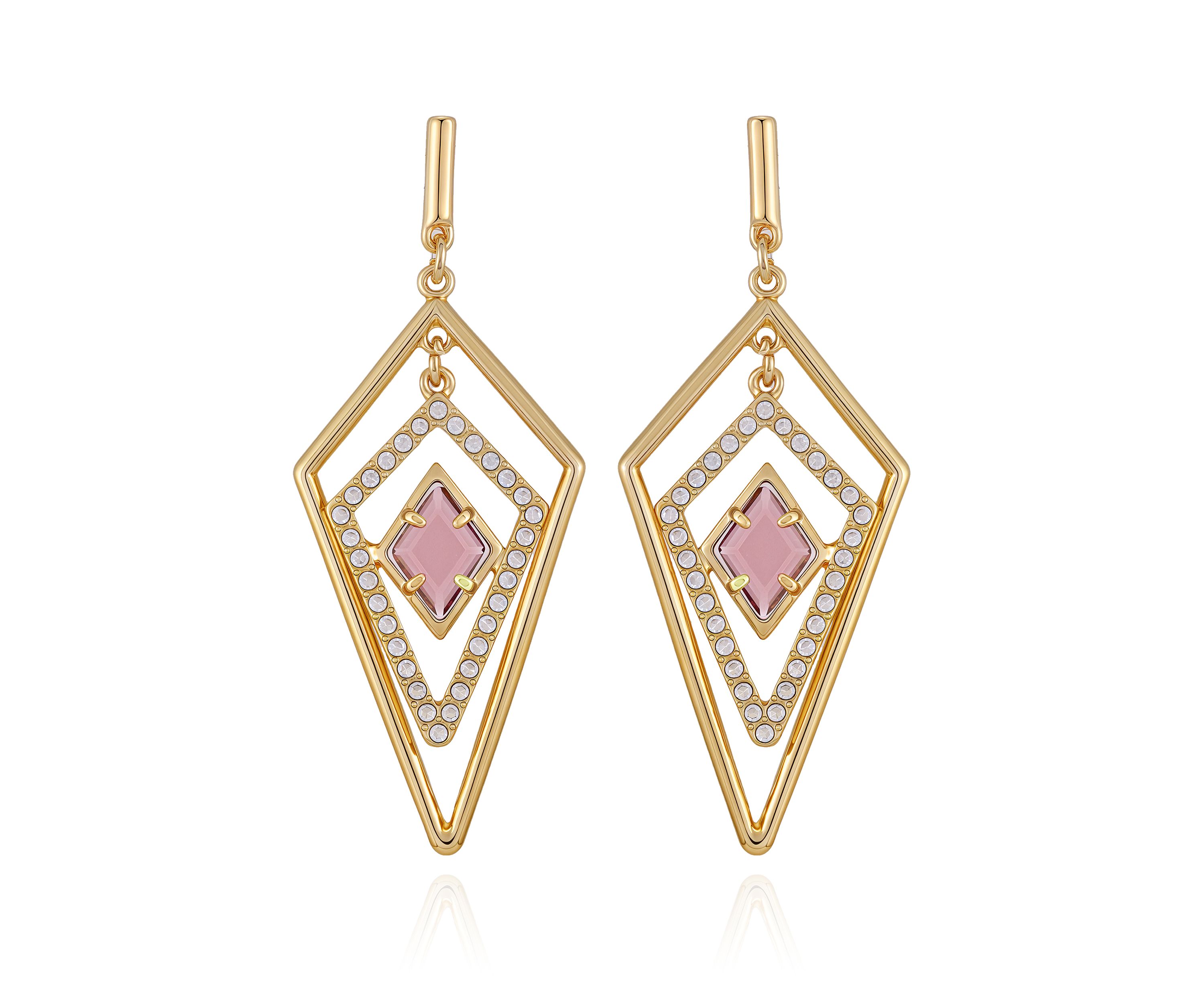 Gold-Tone Diamond Shaped Drop Earrings