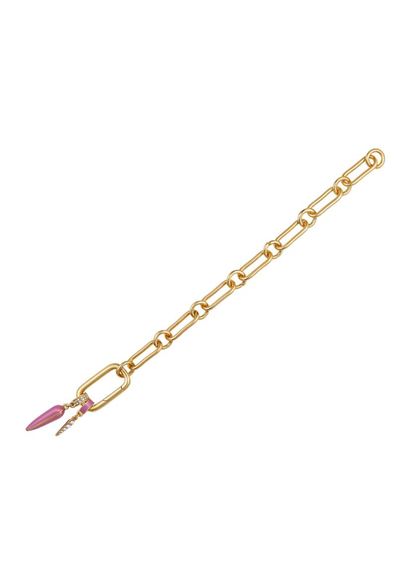 Pink Charm Gold-Tone Bracelet