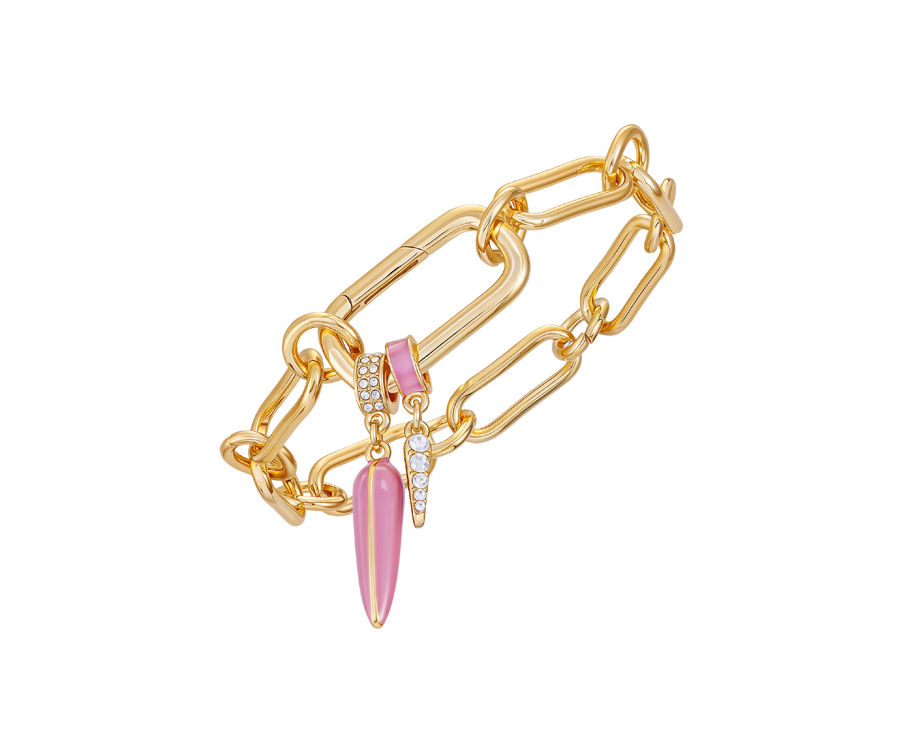 Pink Charm Gold-Tone Bracelet