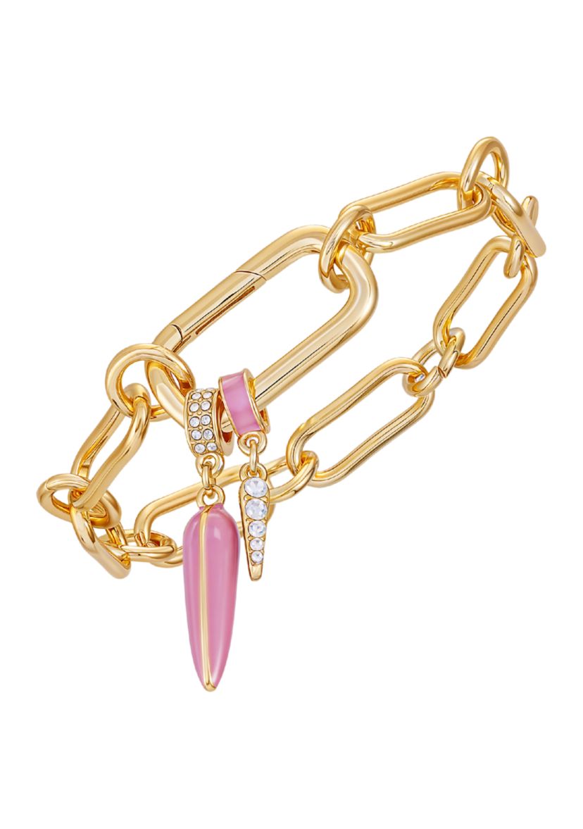 Pink Charm Gold-Tone Bracelet