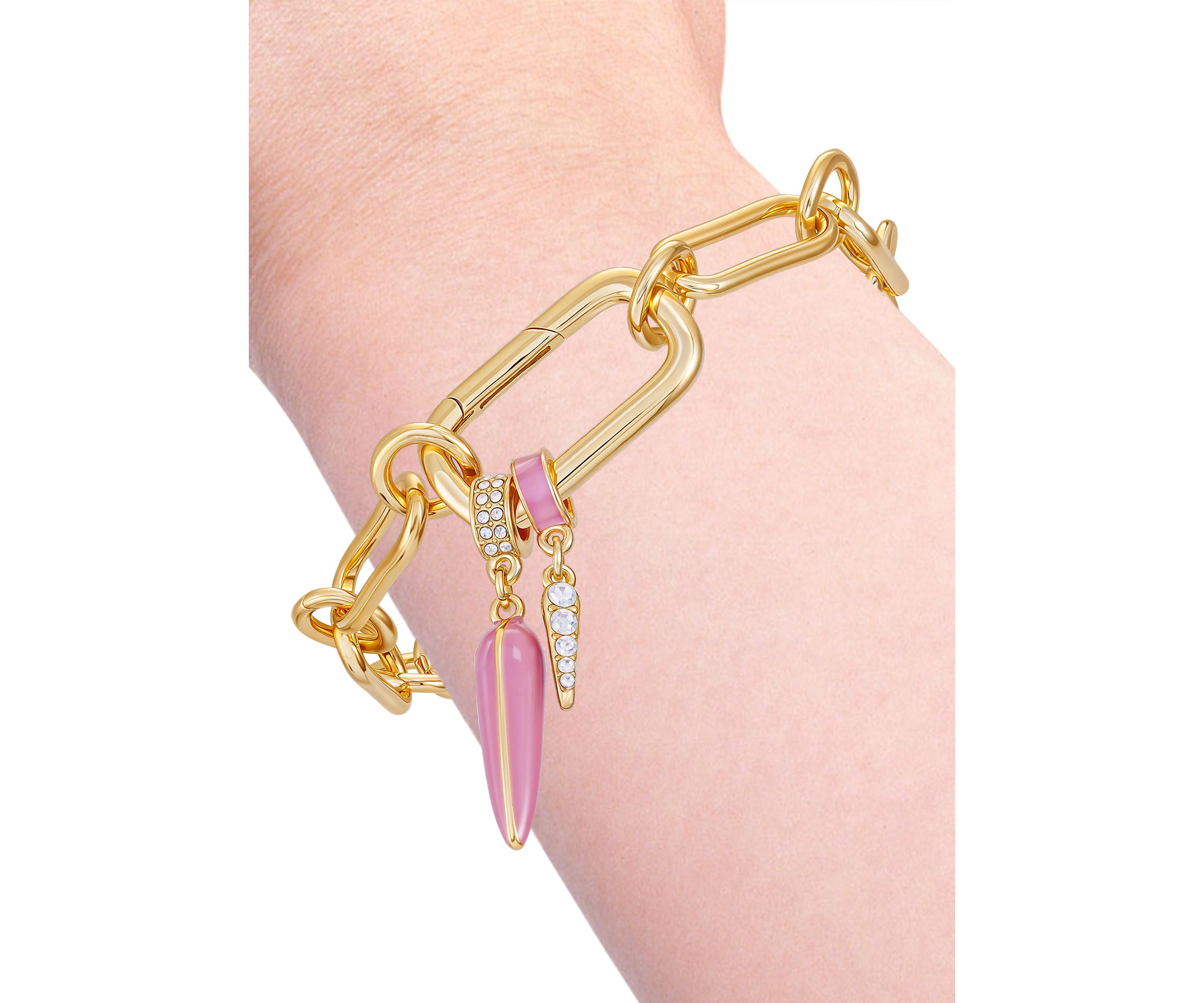 Pink Charm Gold-Tone Bracelet