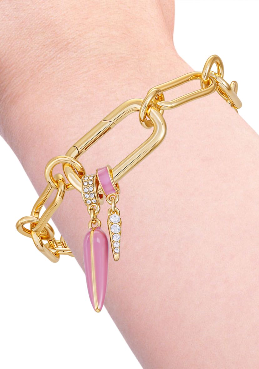 Pink Charm Gold-Tone Bracelet