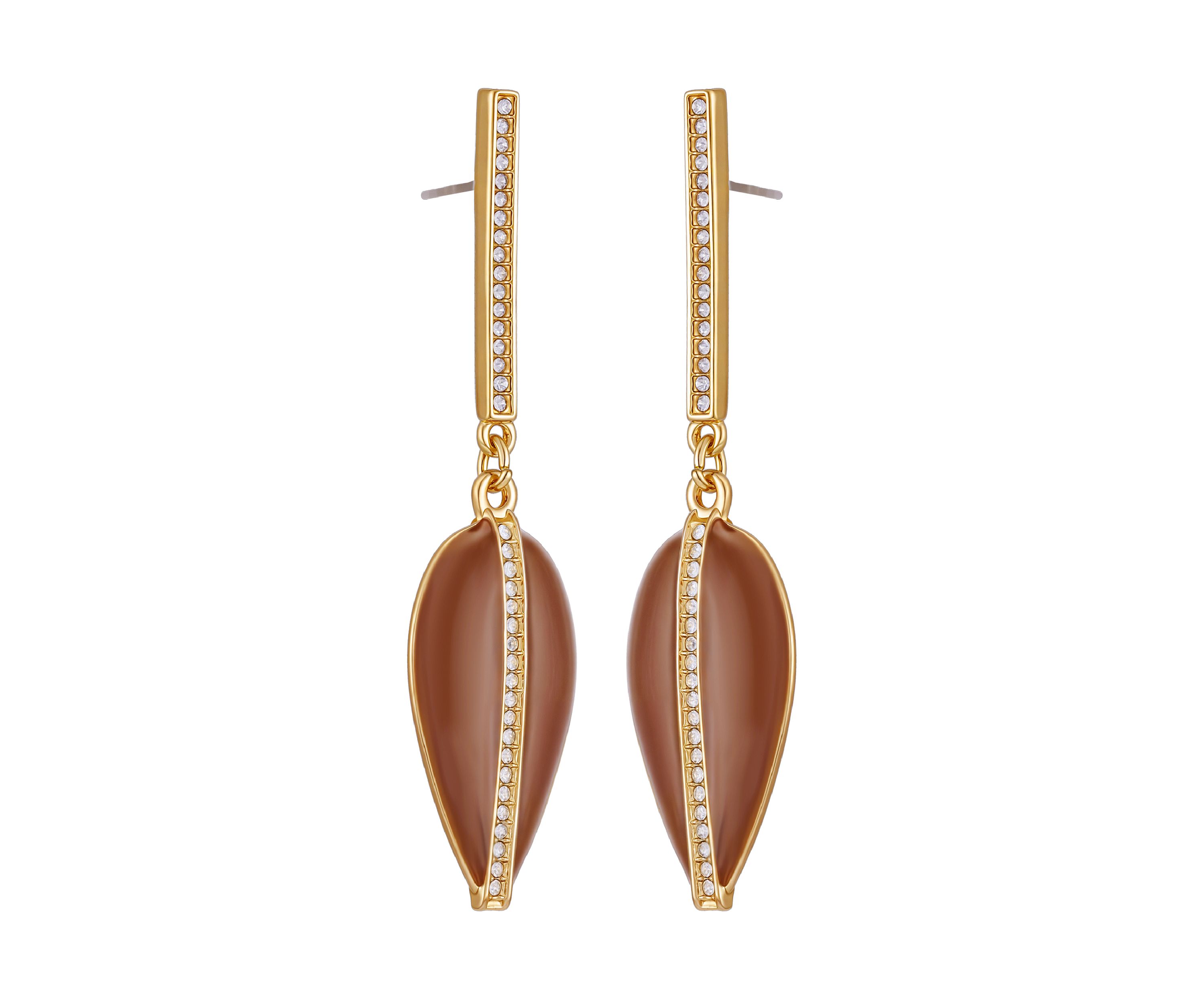 Oval Crystal Post Drop Earrings