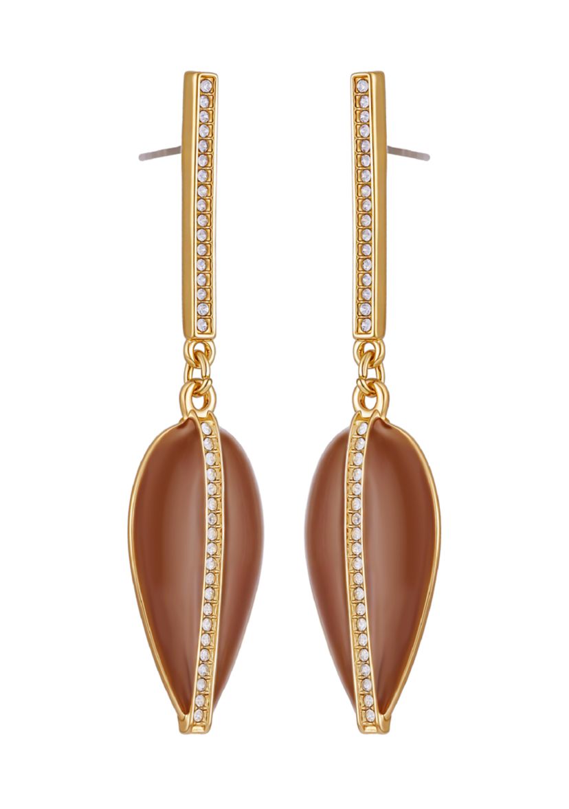 Oval Crystal Post Drop Earrings