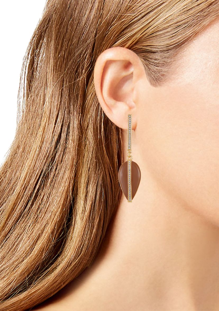 Oval Crystal Post Drop Earrings