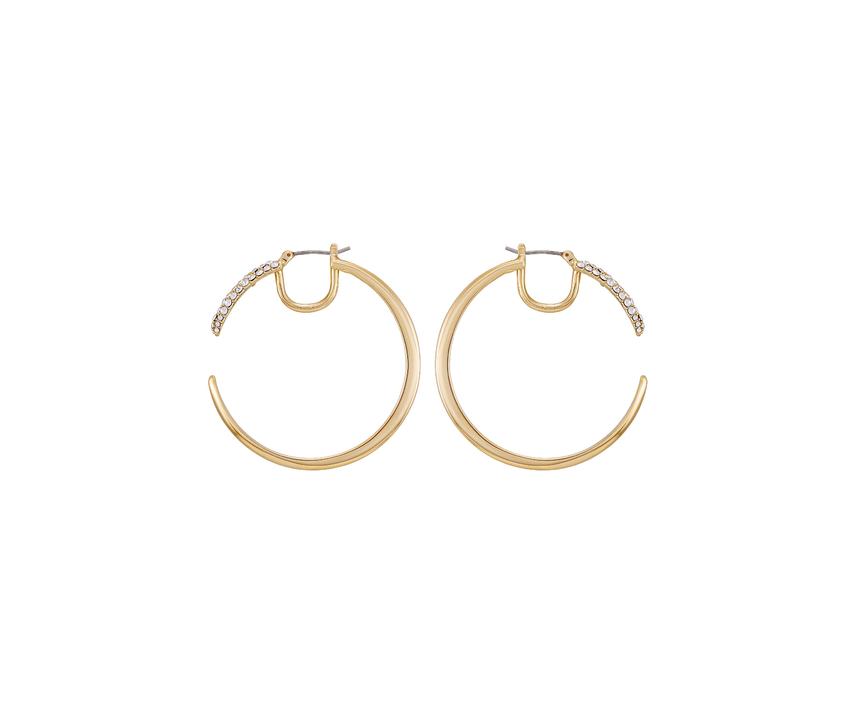 Crystal Gold Tone Hoop Earrings