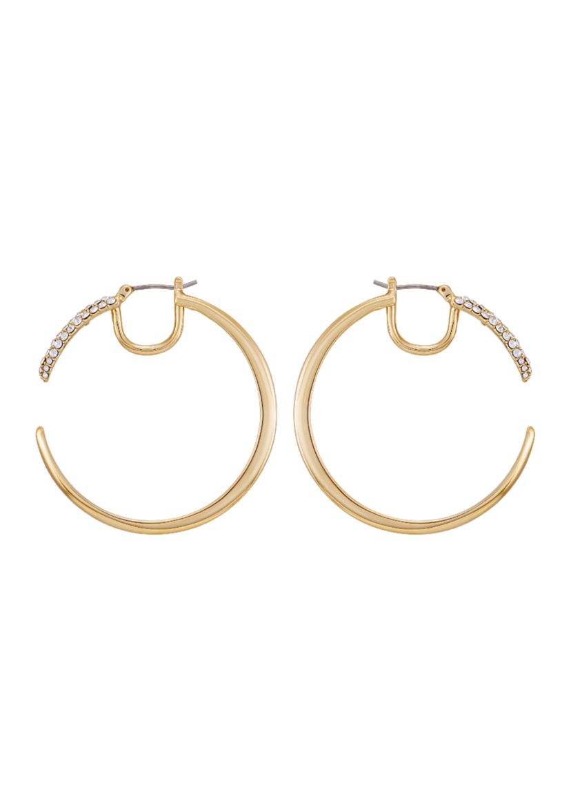 Crystal Gold Tone Hoop Earrings