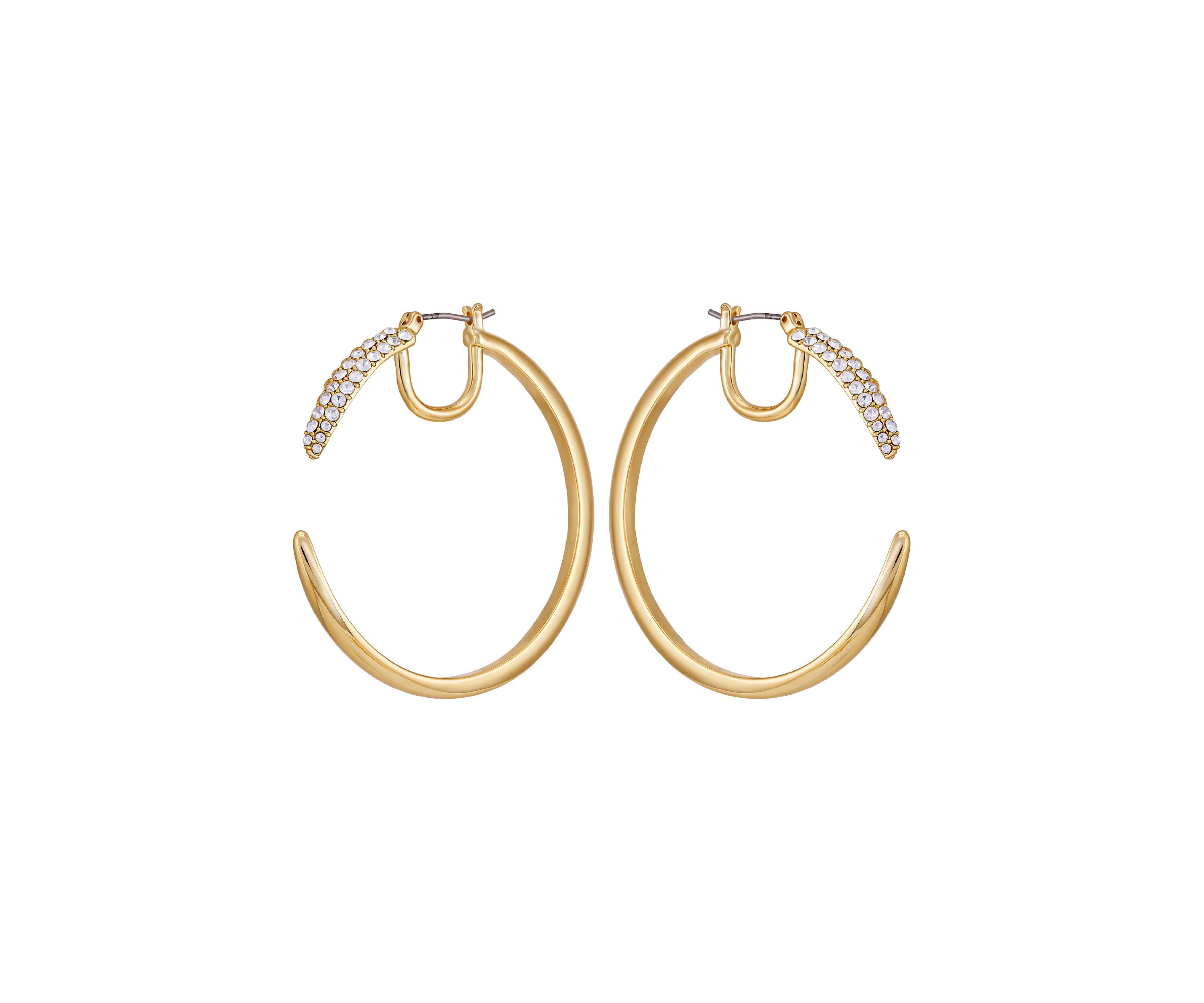 Crystal Gold Tone Hoop Earrings