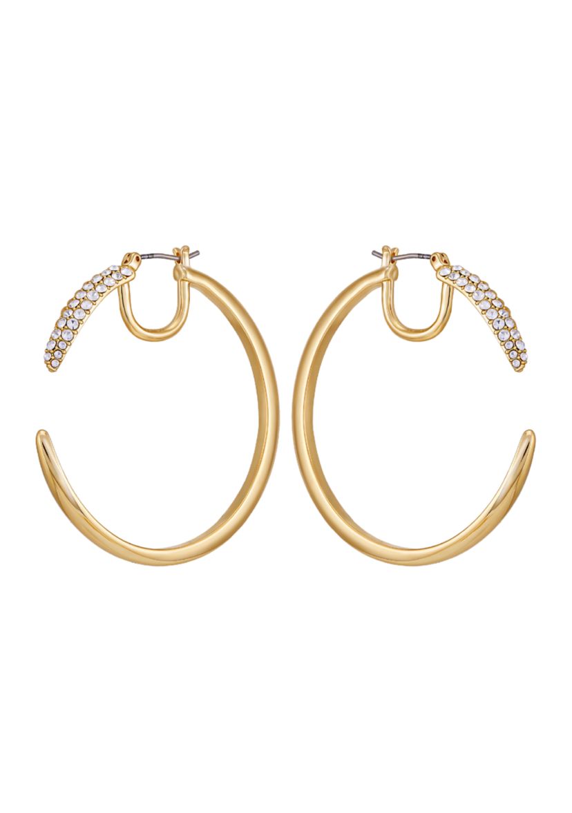 Crystal Gold Tone Hoop Earrings