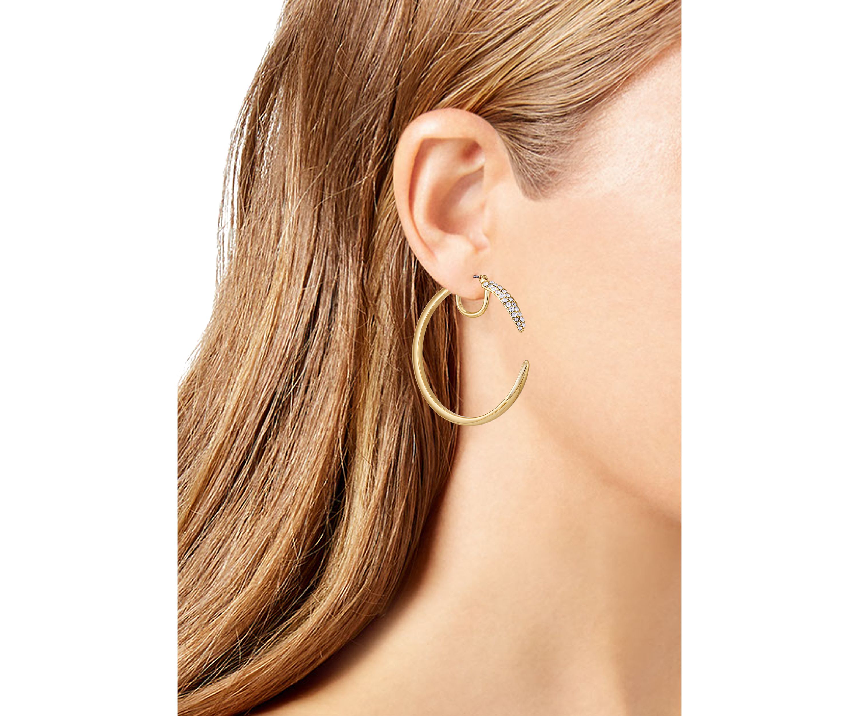 Crystal Gold Tone Hoop Earrings