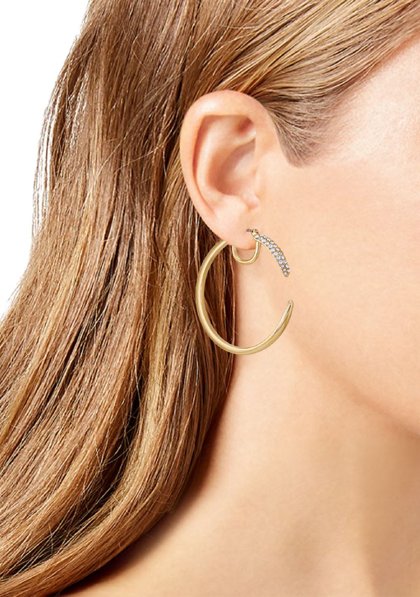 Crystal Gold Tone Hoop Earrings