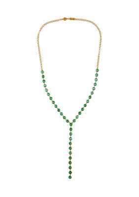 Vince Camuto Green Cubic Zirconia 14K Gold Plated Y-Necklace