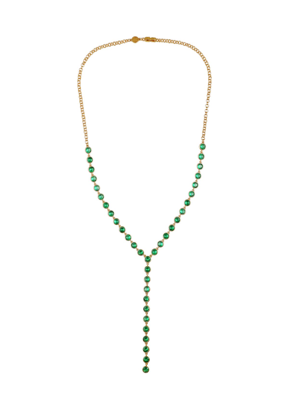  Green Cubic Zirconia 14K Gold Plated Y-Necklace