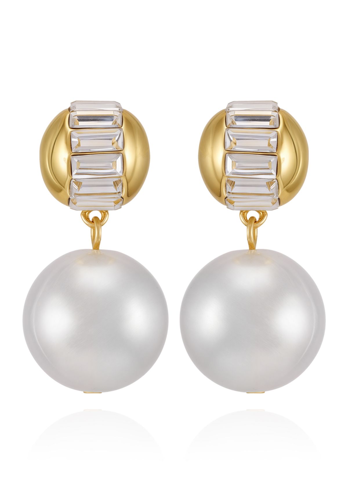 Pearl Drop with Baguette Accent Earrings