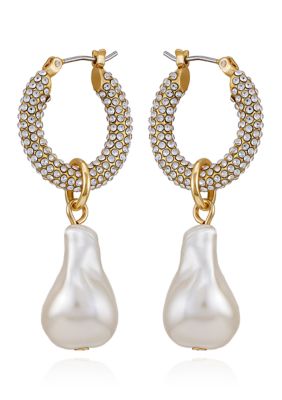 Vince Camuto 14K Gold-Plated Pearl Hoop Earrings