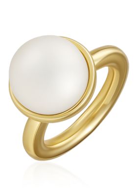 Vince Camuto White Pearl Gold Plated Statement Ring