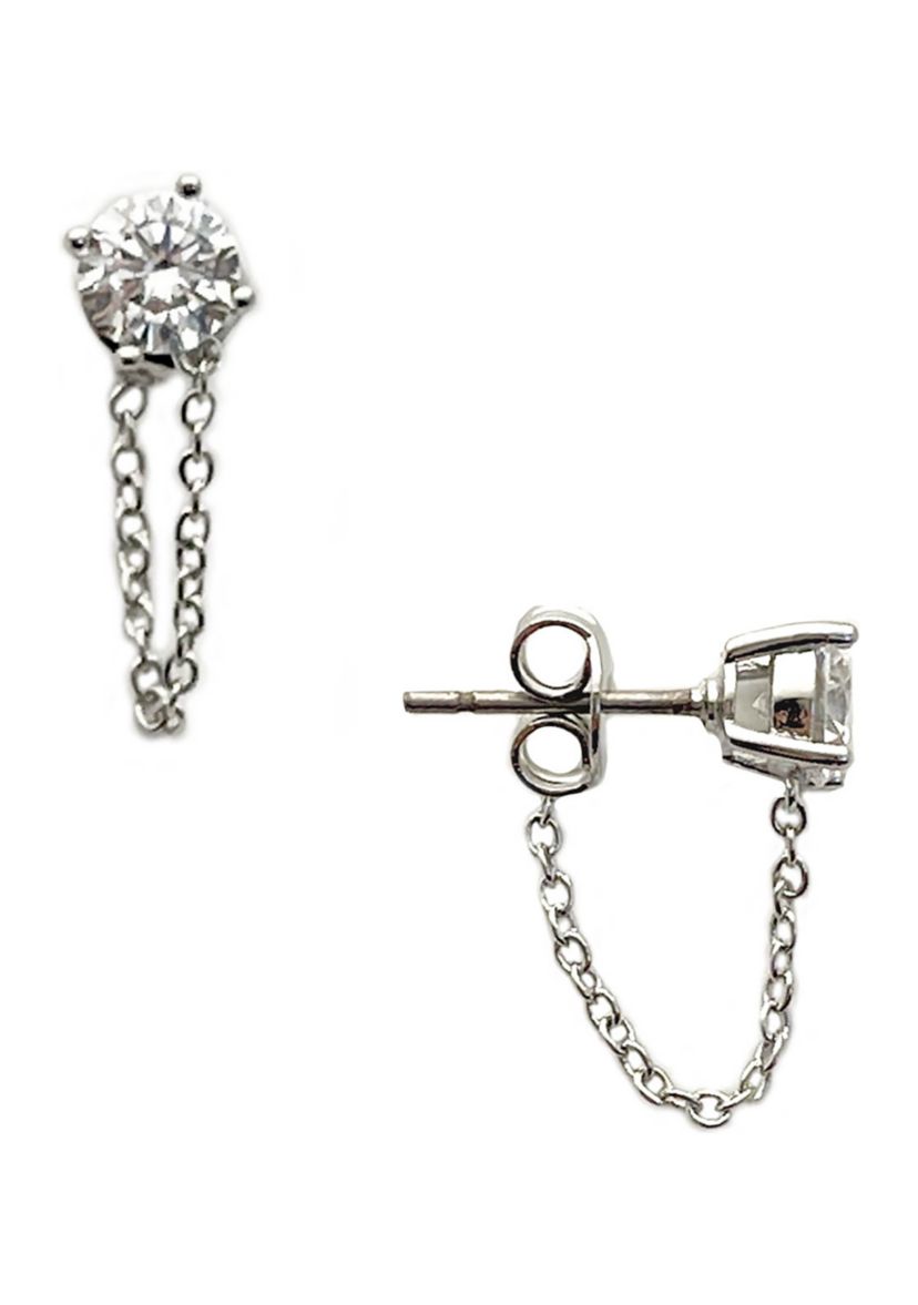 Silver Crystal Stud Earrings
