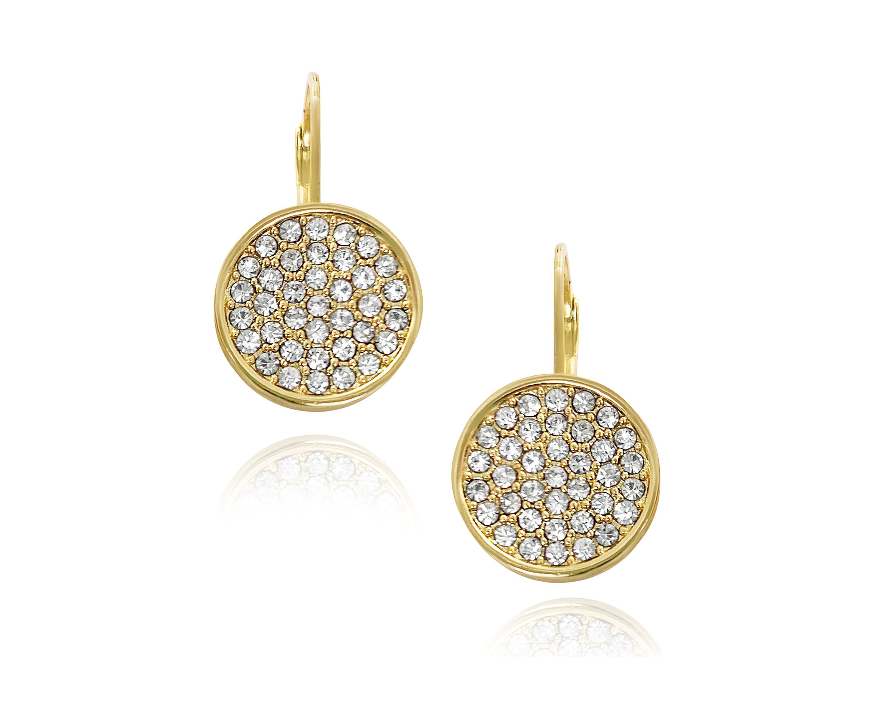Gold Crystal Lever Earrings