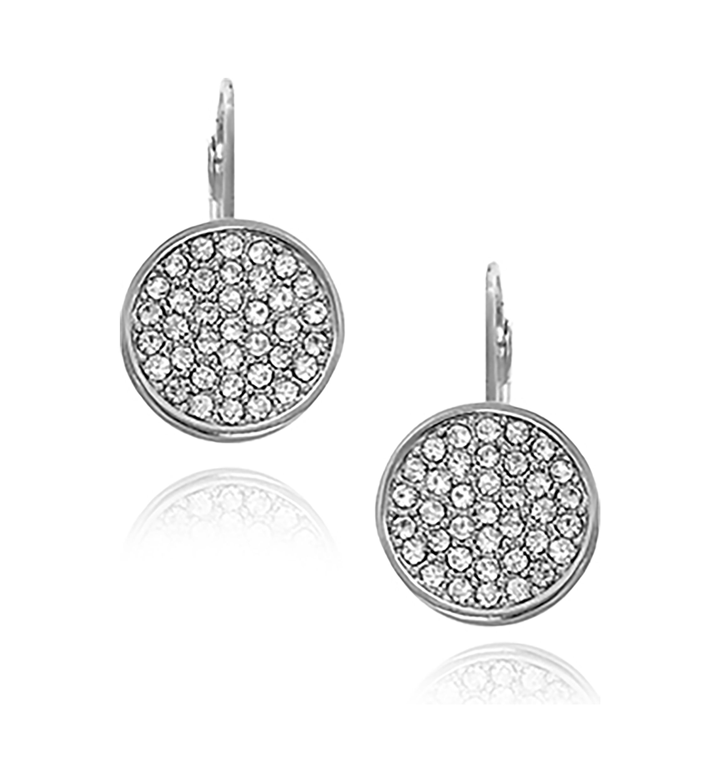   Silver-Tone Crystal Circle Earrings 