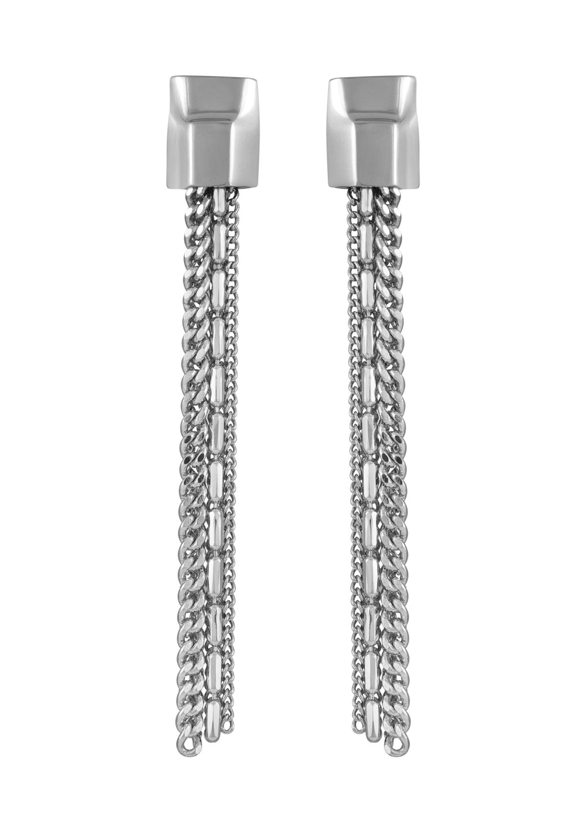 Siver-Tone Linear Tassel Earrings