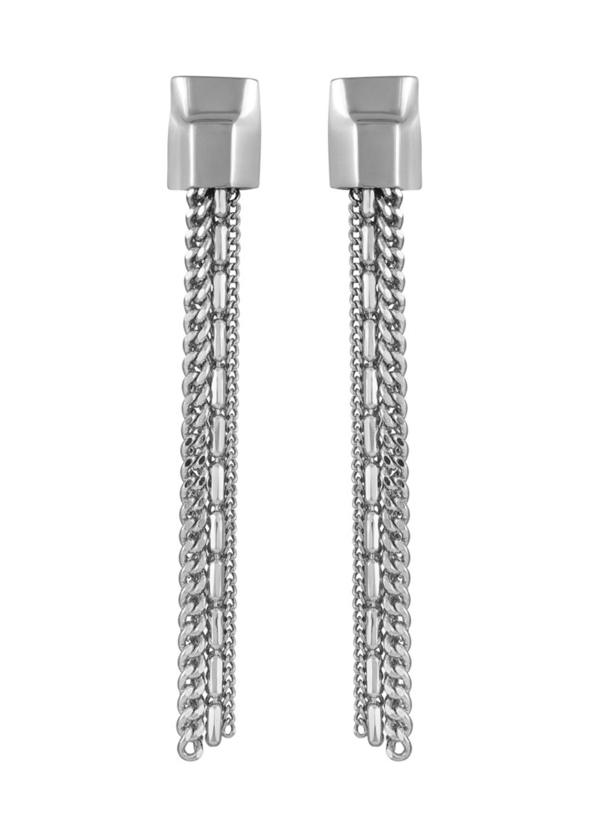 Siver-Tone Linear Tassel Earrings