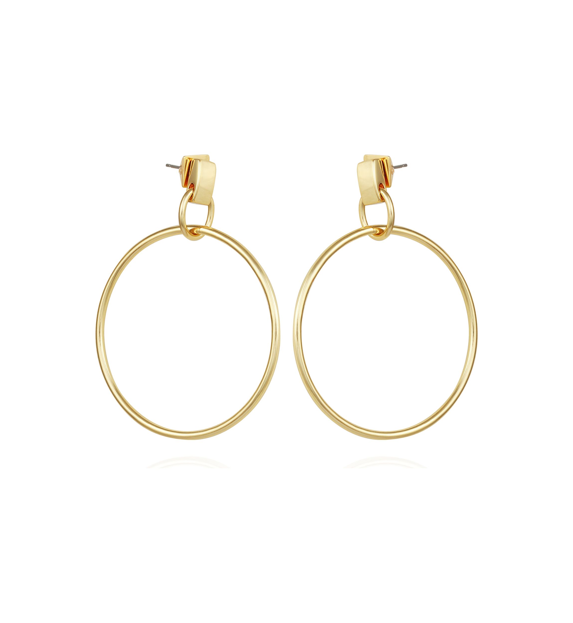 Gold Drop Hoop Earrings