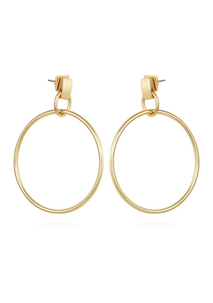 Gold Drop Hoop Earrings