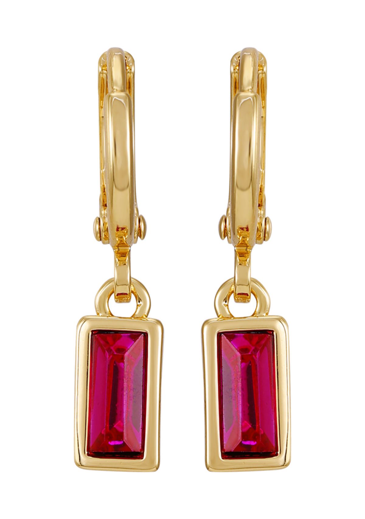 Gold Tone Pink Huggie Drop Earrings