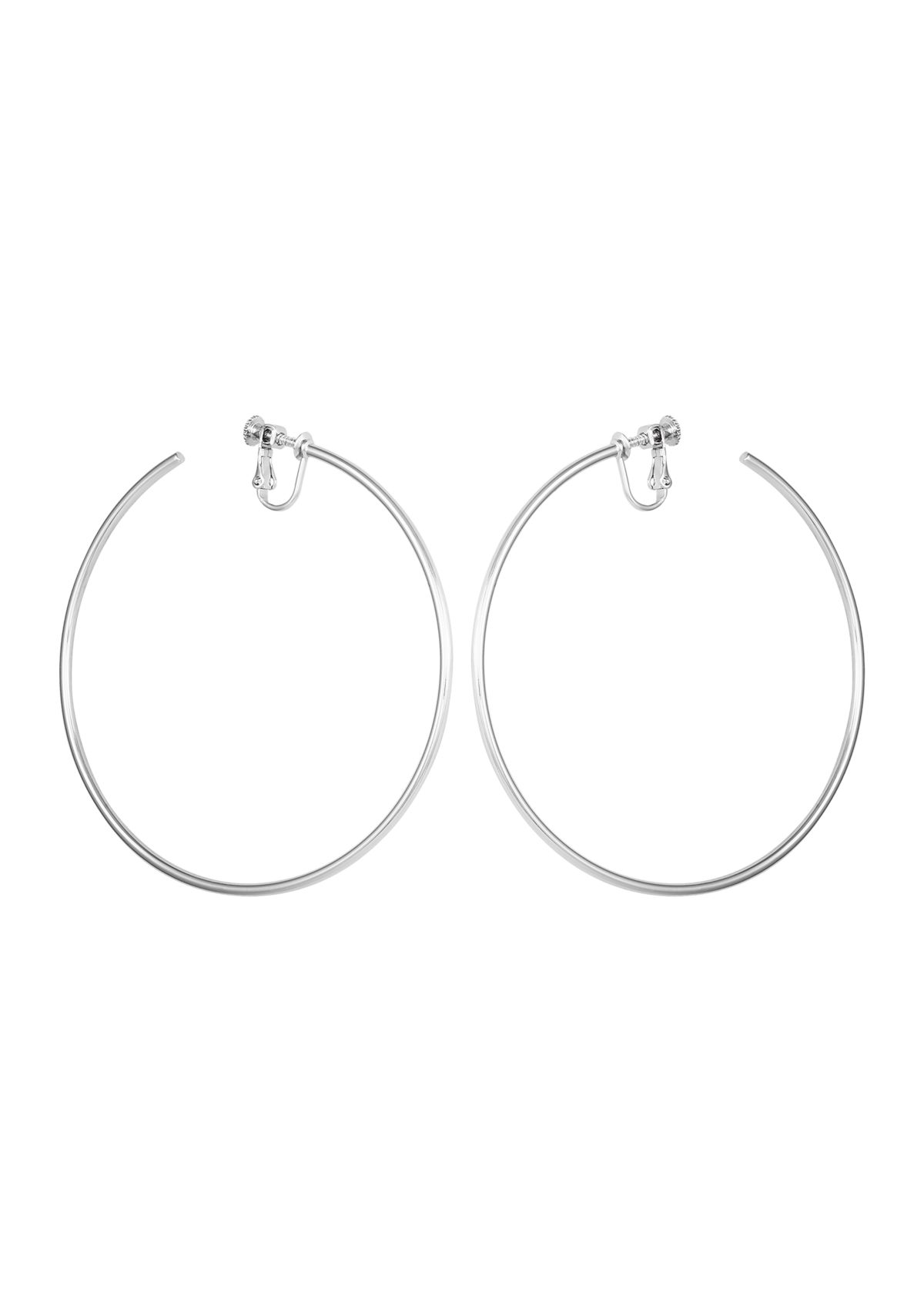 Silver-Tone Large Hoop Earrings