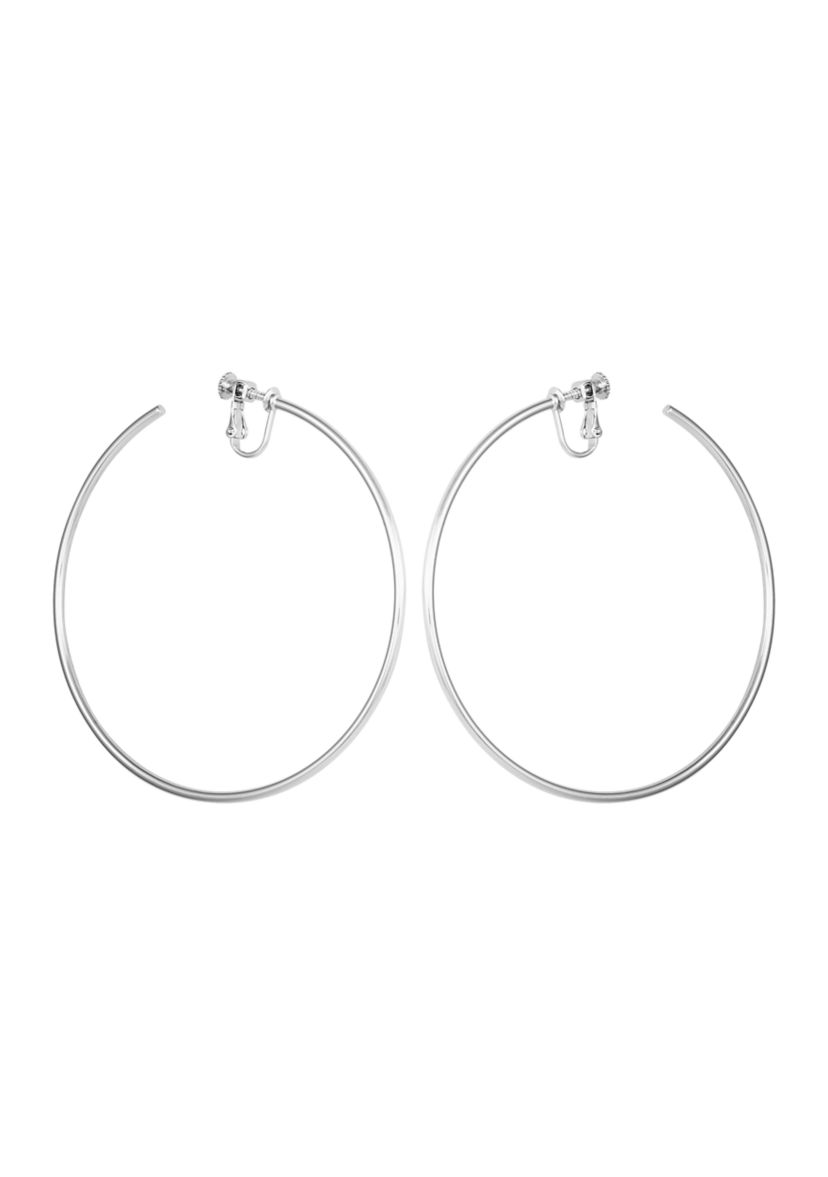 Silver-Tone Large Hoop Earrings