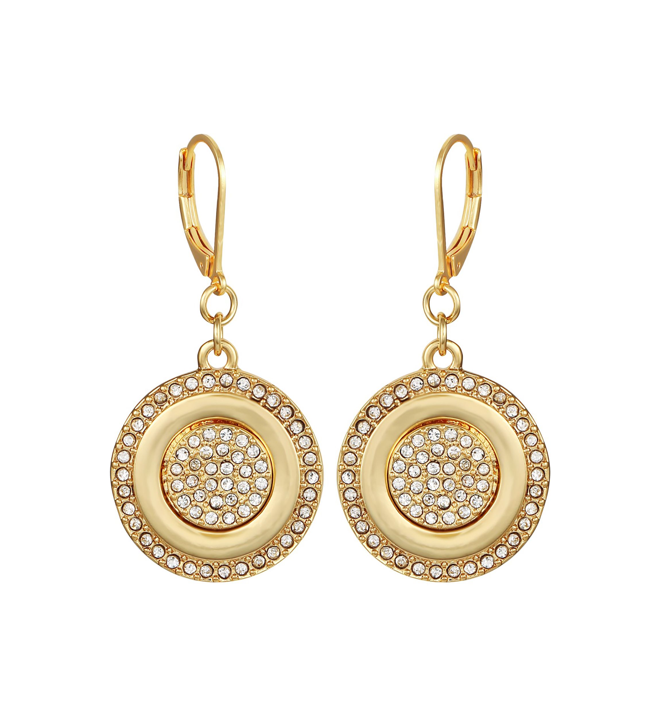 Gold-Tone Crystal Circle Earrings