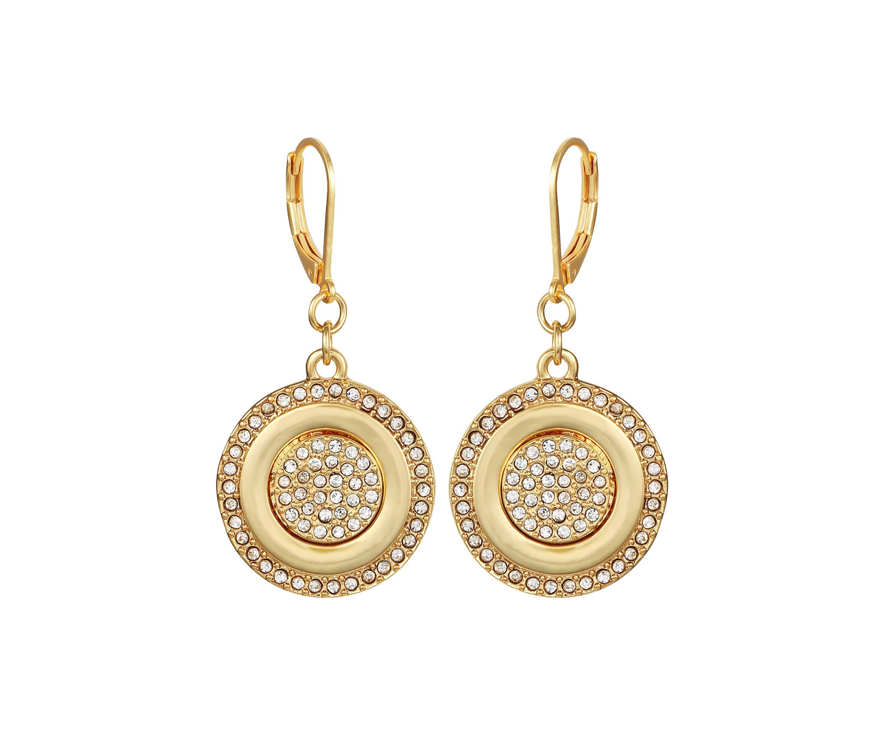 Gold-Tone Crystal Circle Earrings