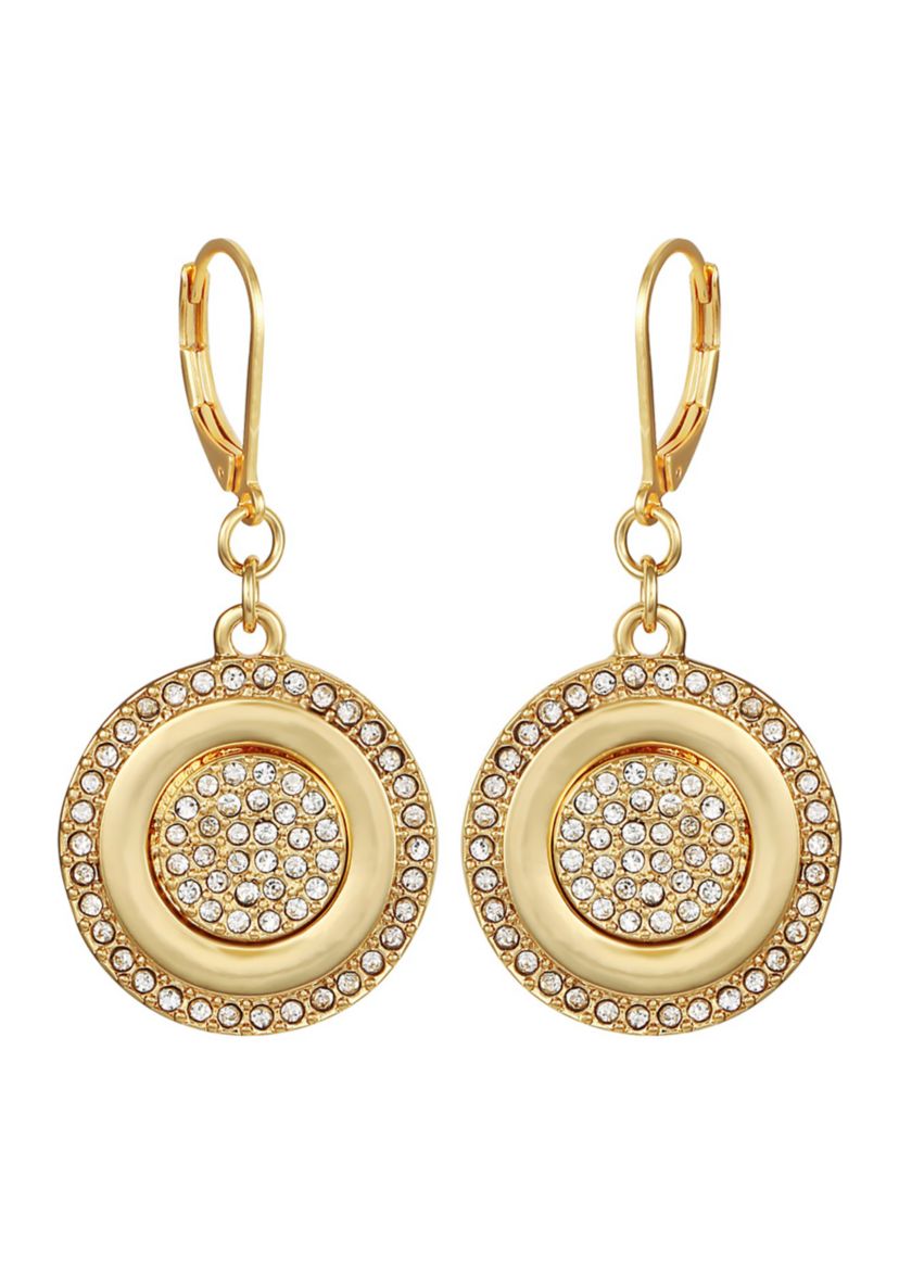 Gold-Tone Crystal Circle Earrings