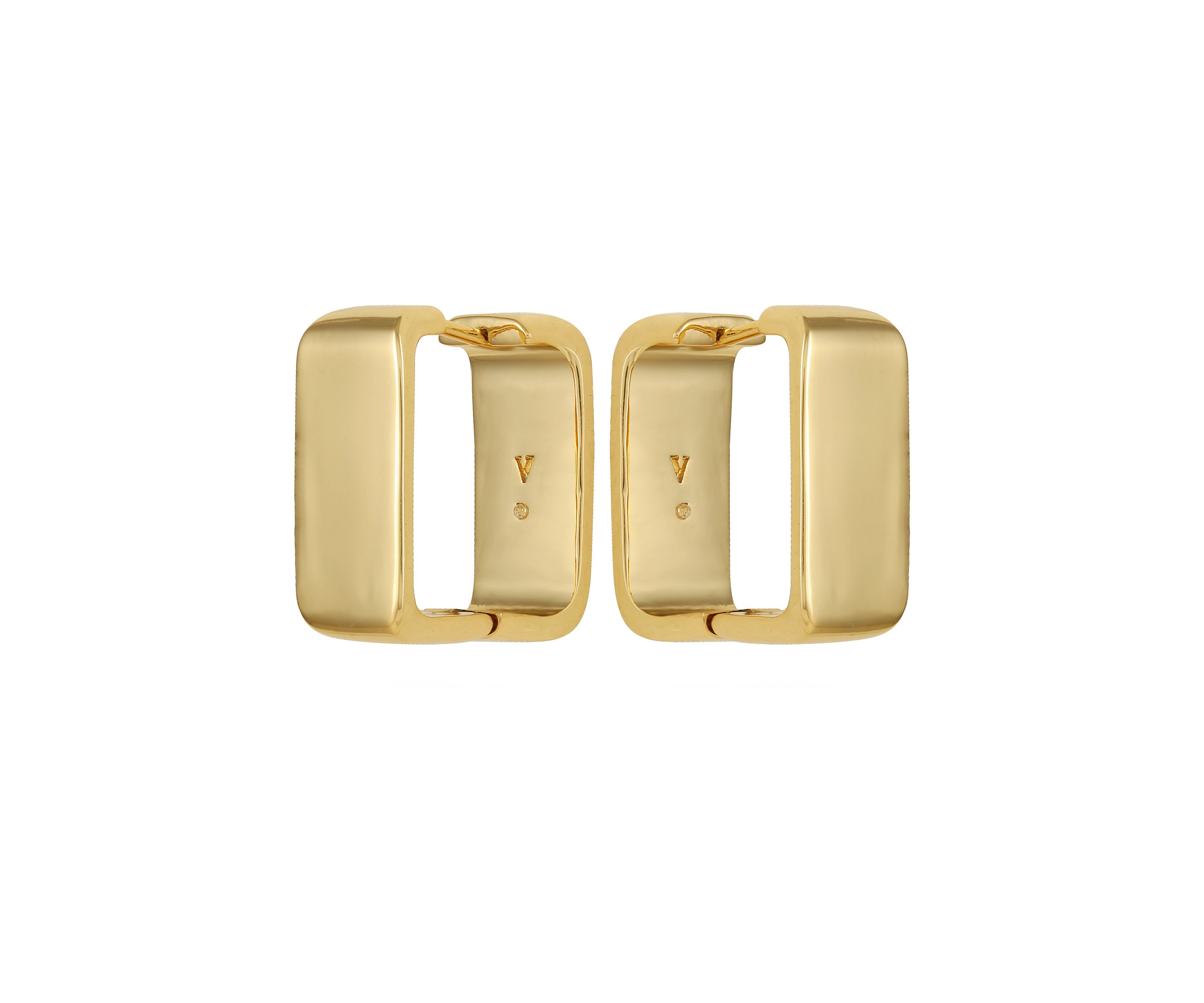 Gold Tone Square Link Hoop Earrings