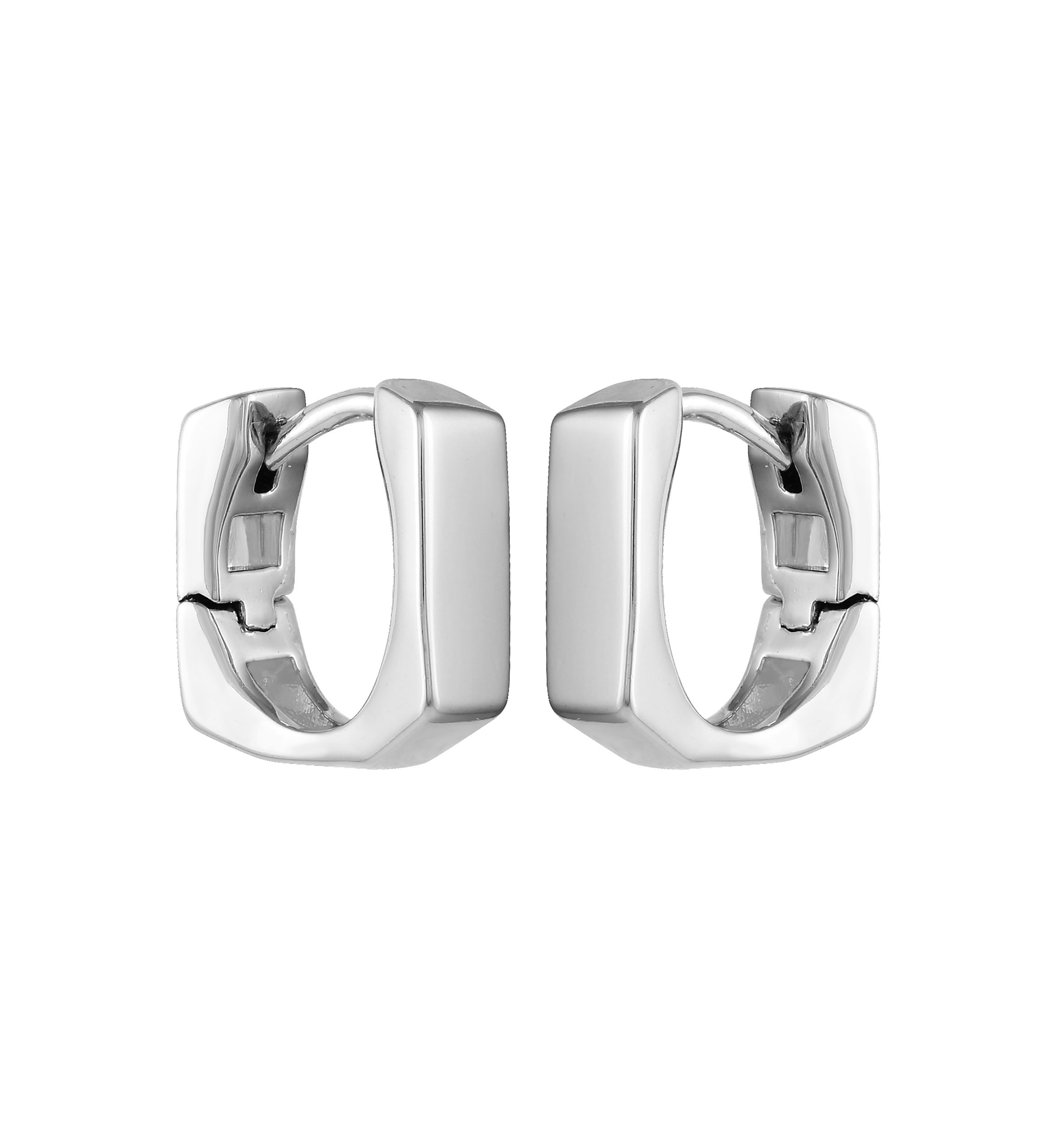 Silver-Tone Square Huggie Earrings