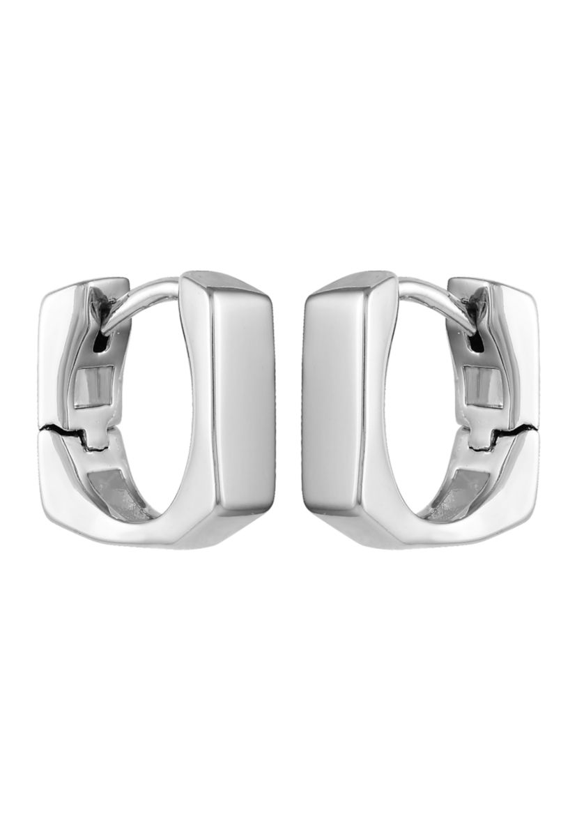 Silver-Tone Square Huggie Earrings