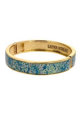 Laura Ashley Gold Tone Multi Printed Hinged Bangle Bracelet